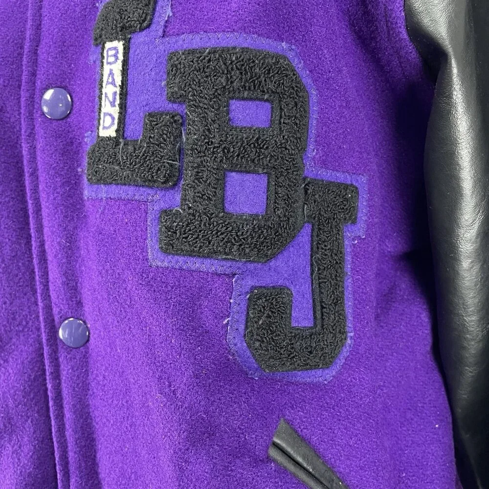 VTG Awards USA Purple Wool Snap Button Retro Varsity Band Jacket Size Medium M